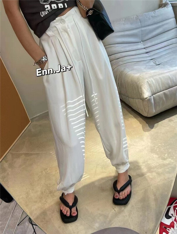 【F】 Korean version simple legged drawstring casual pants 1358\hbx