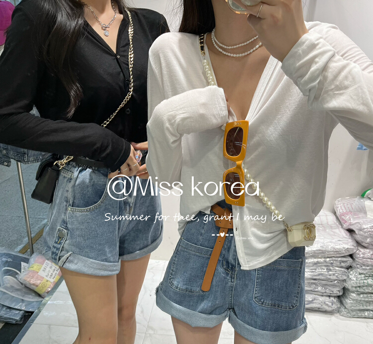 [Miss Korea] simple solid color versatile sunscreen shirt 6863\hbx