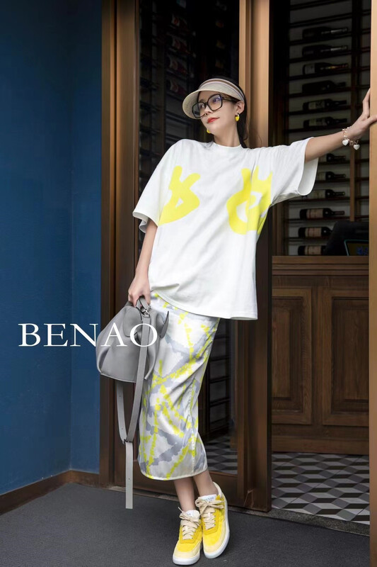 [m.zz] simple printing loose fit versatile short sleeve T-shirt 9005\lsw