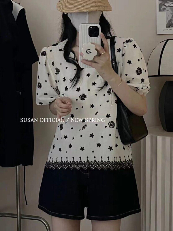 [Susan] V-neck Korean simple shirt 19602\lsw