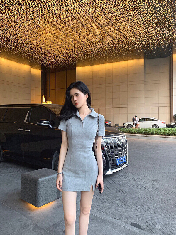 [wgwe] fashion waist closed solid dress 1756\pcz