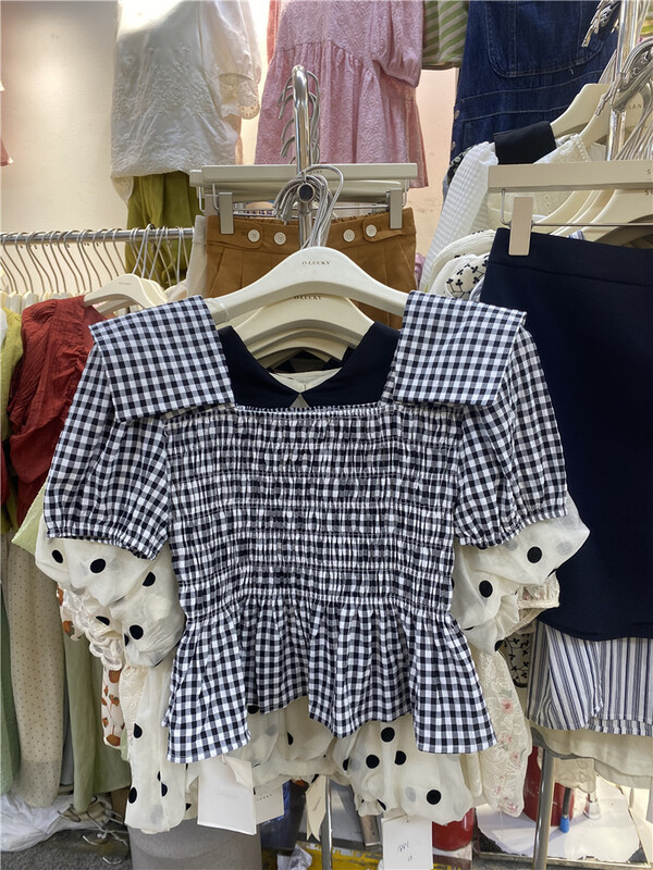 [o.lucky] square neck age reduced plaid shirt 1904\hbx