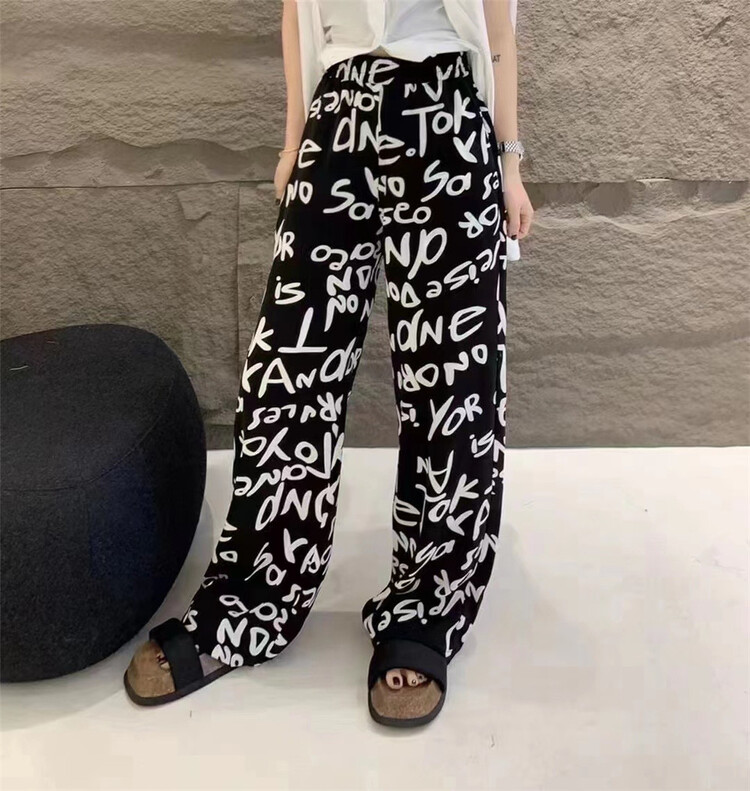 [.Ms Buer] letter straight tube fashion casual pants ys1-2253\lsw