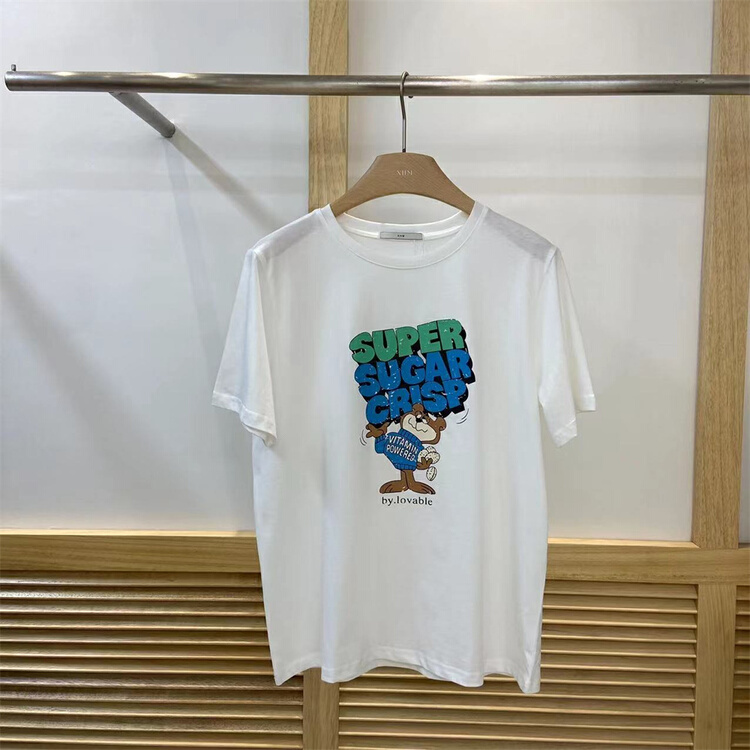 [xhm] cartoon letter printed round neck versatile short sleeve T-shirt 890\zjy