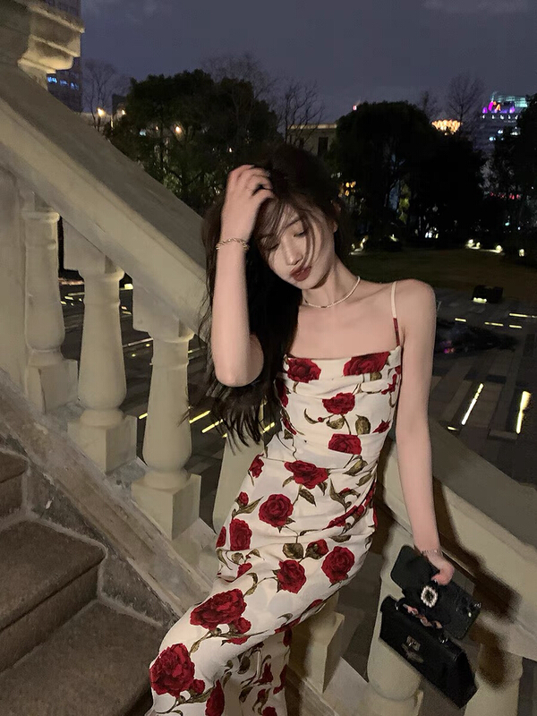 [by] floral skinny sexy suspender dress 0199\\cl