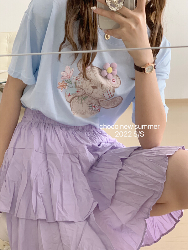 [choco] Korean girls' pleated high waist skirt 8379\hbx