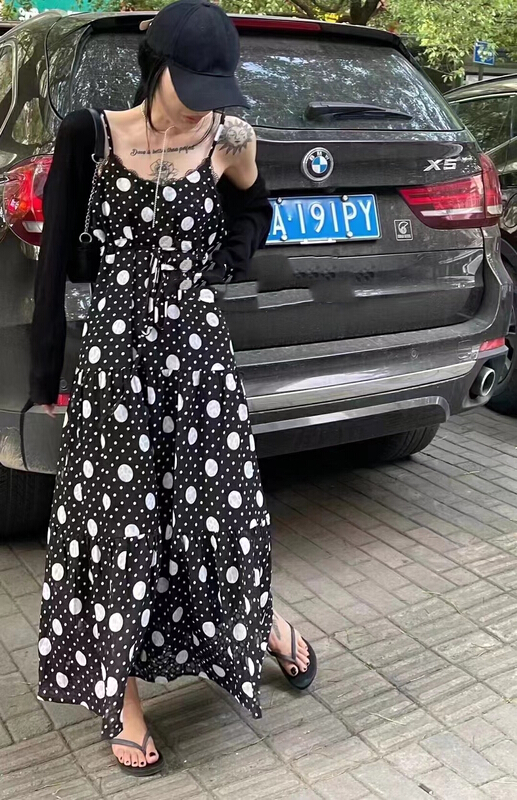 [lidada] versatile sunscreen cardigan + wave point Sling Dress Suit 2372\hbx
