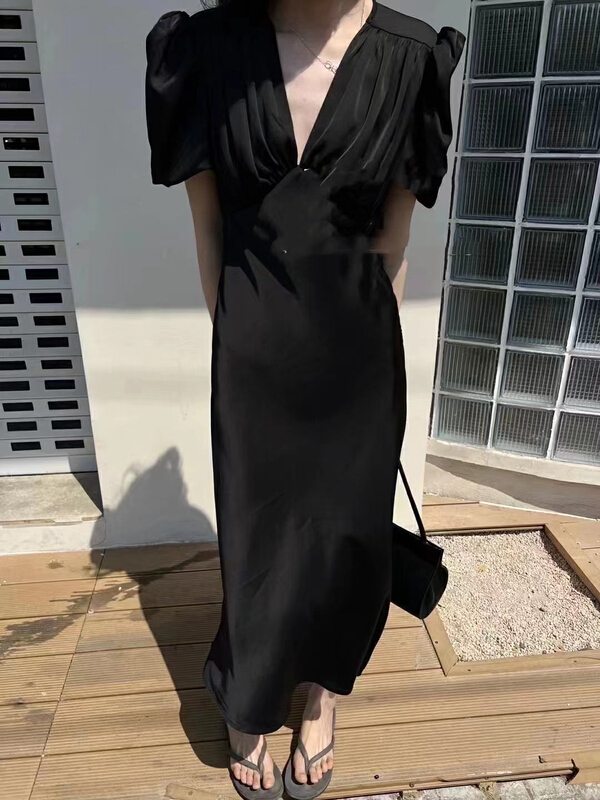 [MI] French Style Bubble Sleeve long dress 9717\pcz