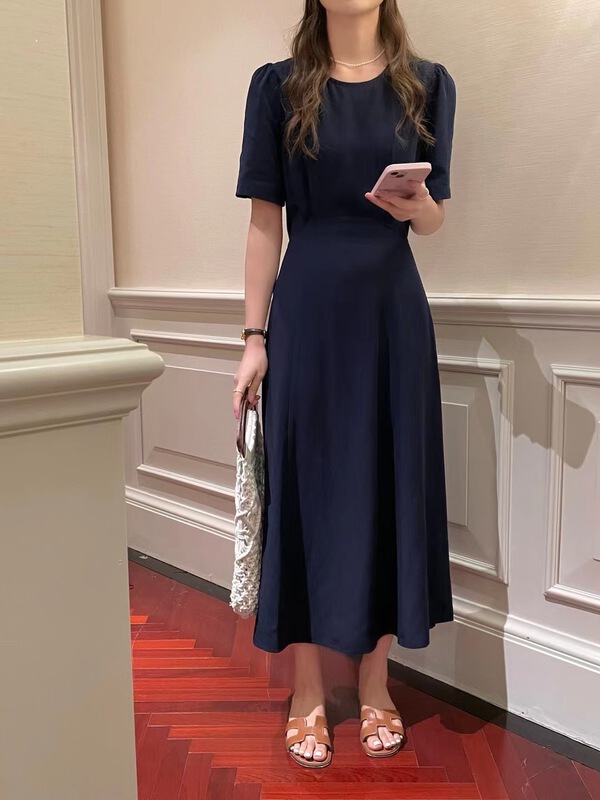 [feeding] Korean style backless fashion atmospheric bubble sleeve slim dress 7929-d5\cls