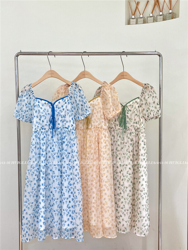 [Cinderella] romantic pastoral floral square collar dress 8069\zjy
