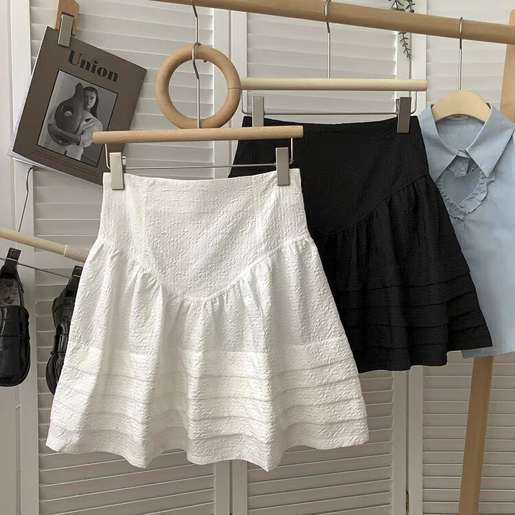 [Gangan] high waist solid color anti tarnish A-line wrap hip temperament versatile slim skirt 2267\cl