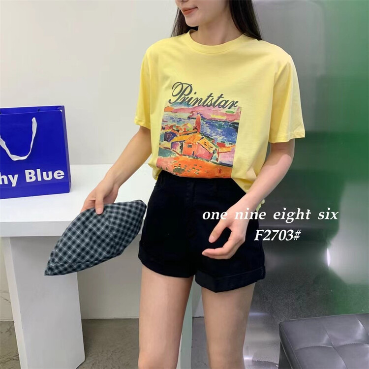 [1986] casual round neck printed short sleeve T-shirt ys1-2703\xyy