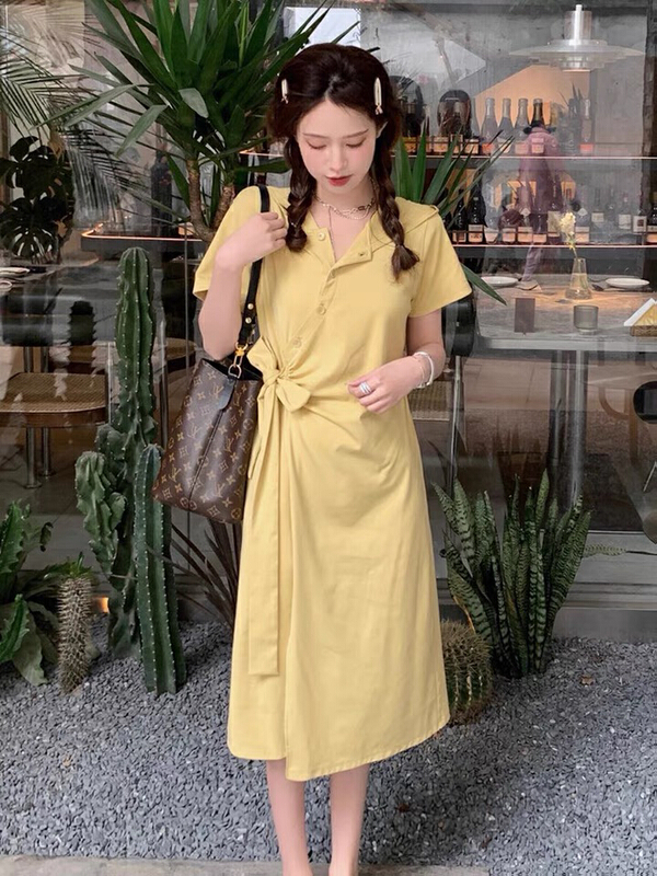 [Kiki studio] Korean waist closing hooded casual dress 6020\hjy