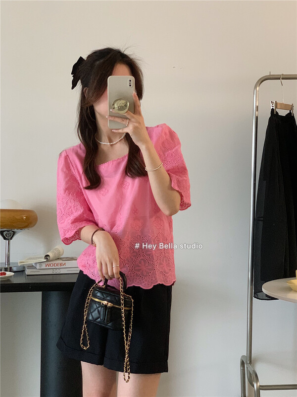 [hey Bella] square neck style fashion shirt 3008\ll