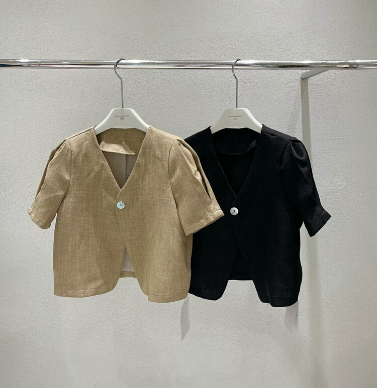 [onivinage oni] retro versatile bubble sleeve short coat ow224n5614