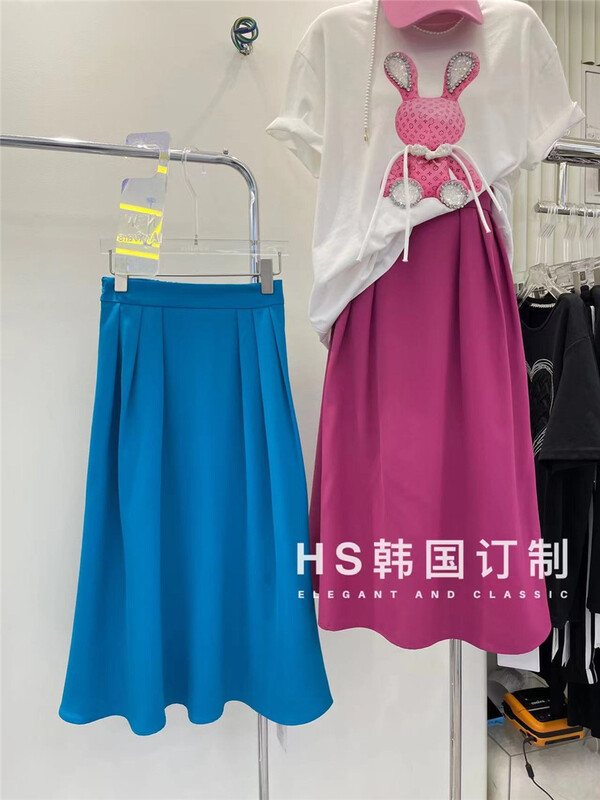 In early summer! [HS customized in Korea] Korean version simple elastic waist skirt 65251-1\hjy