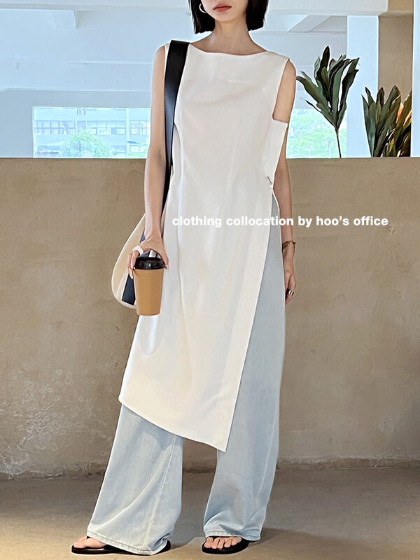 [gracetina Hoo] simple and fashionable irregular hem dress ly589\zxl
