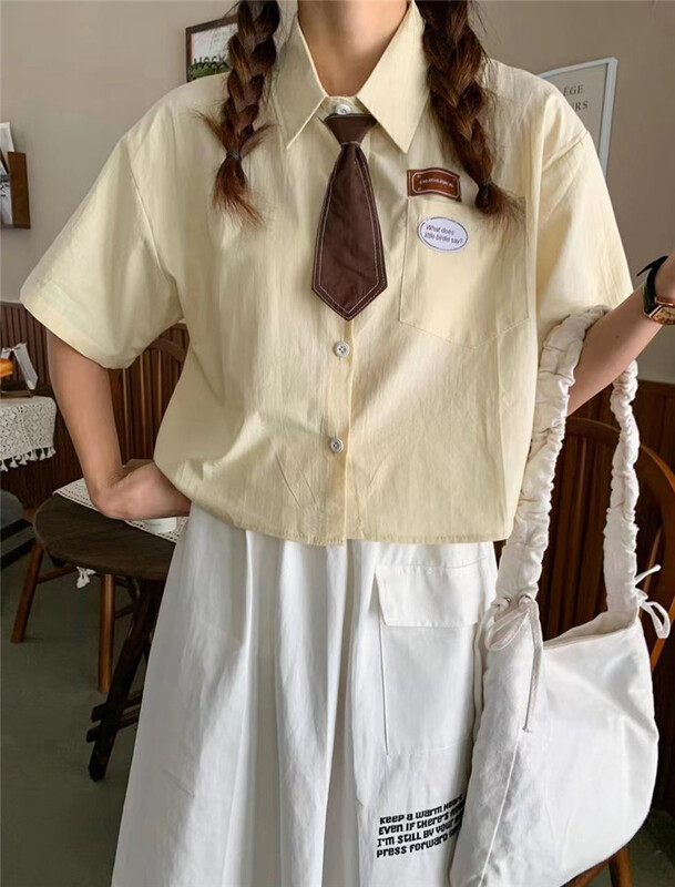 [hua+] label comfortable simple shirt (with tie) 7218\lsw