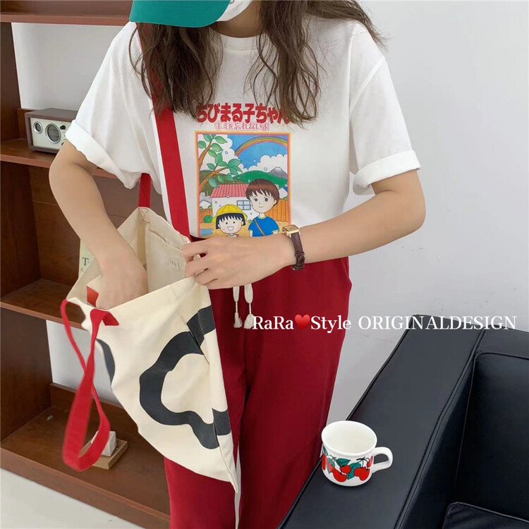 [rara] retro cartoon little prince printed loose short sleeve T-shirt 19250-17\lsl