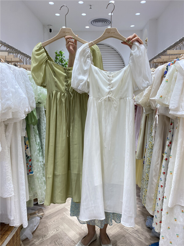 [of white] Han Shu high waist dress 881582\hjy