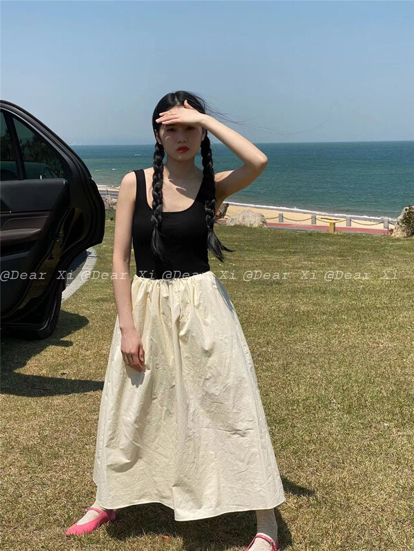 [far.xi] round neck sleeveless patchwork contrast Japanese dress (dress only) 26605\lsw