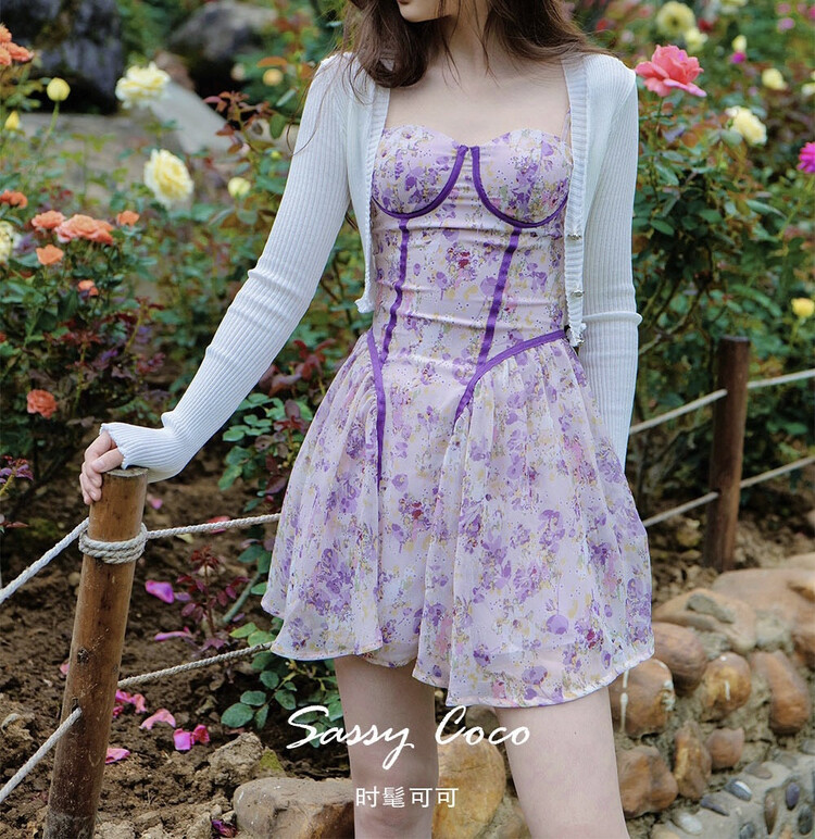 [see you] floral sexy suspender dress 31053 \pcz