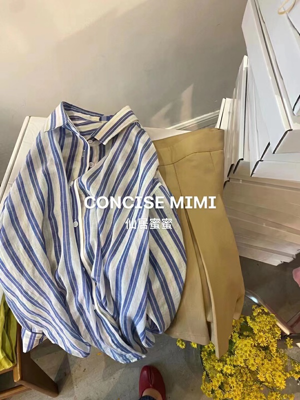 [IU room] casual simple stripe button down shirt 1922\xyy