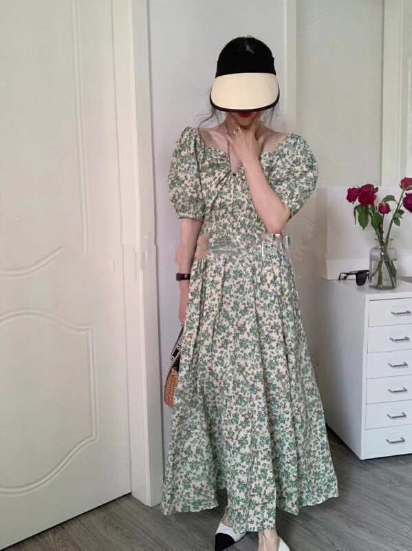[lidada] temperament waist revealing floral dress 3012\hbx