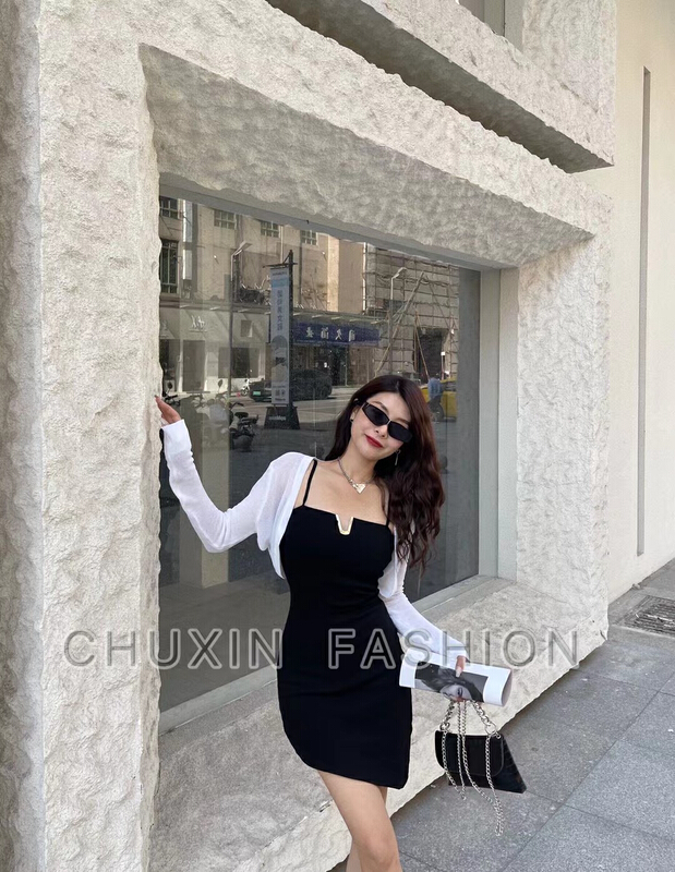 [c.x Chuxin] thin material clear color ice silk knitted cardigan ys1-909\wtt