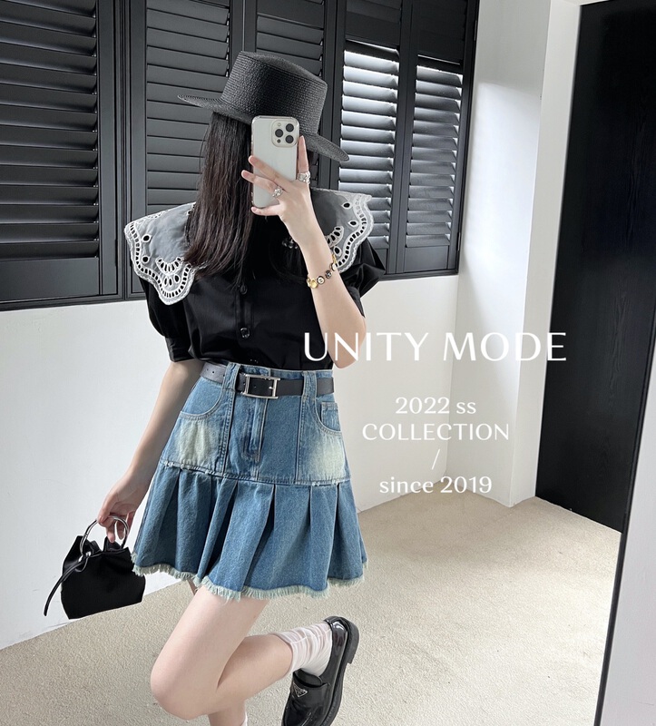 [unit] aging baby collar shirt bubble sleeve top 8056