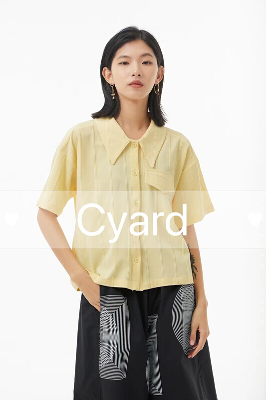 [cyard] casual simple and versatile single breasted short sleeve T-shirt 85163\l