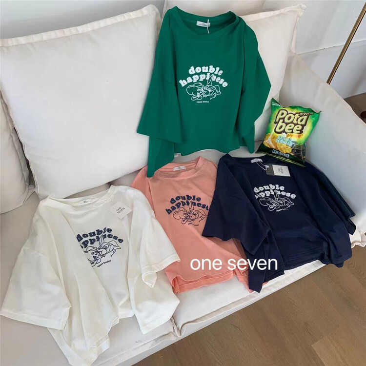 [one seven] loose and versatile comfortable letter short sleeve T-shirt 5123\xyy