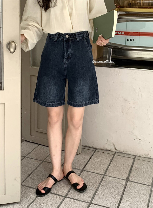 [a-bow studio] casual high waist versatile denim shorts ys1-602\zjy