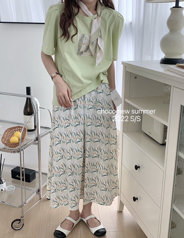 【 choco 】 Korean version small fresh floral skirt 8335\hbx