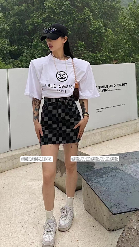 [c.h.z] fashion slim personalized checkerboard skirt 90793\wtt