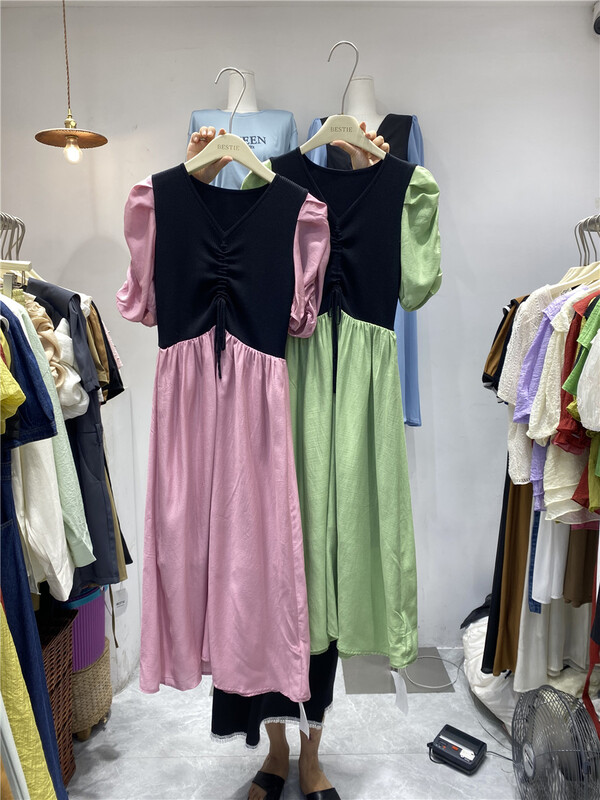 [bestie] Han Shu stitched high waist dress 1578\hjy