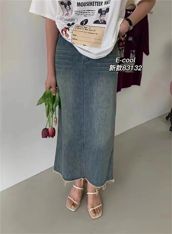 [jeans] Retro High Waist denim skirt 83132\hjy