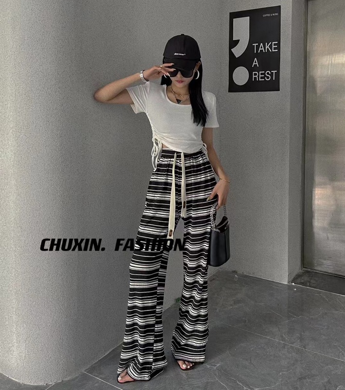[c.x Chuxin] fashionable striped pleated casual pants 6219\wtt