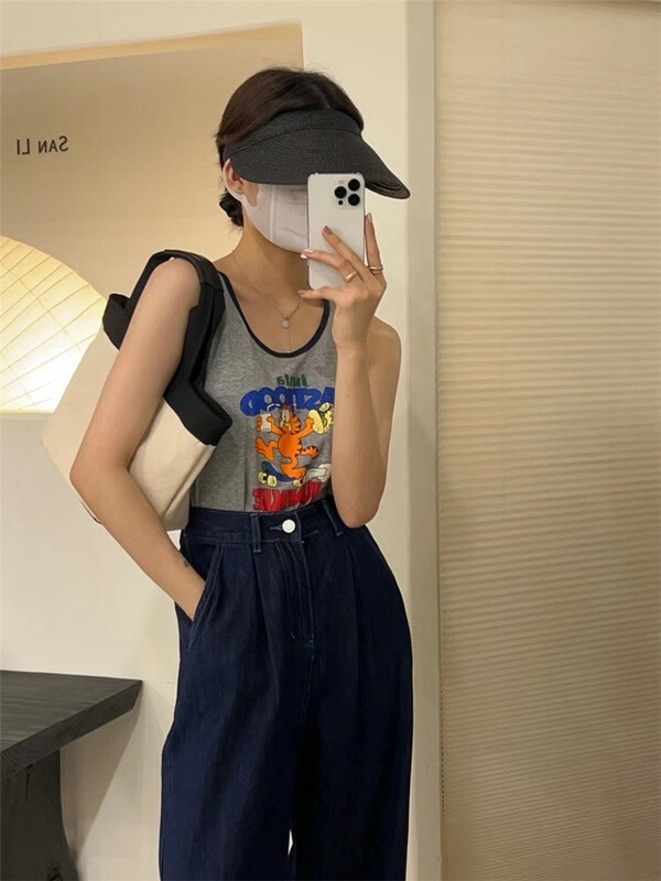 [h2-studio] slim and versatile cartoon printed vest / sling a939\hbx