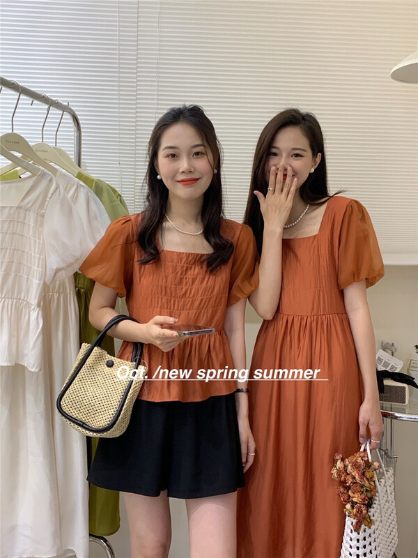 [OCT] Korean sweet Square Neck Shirt 1620\hjy