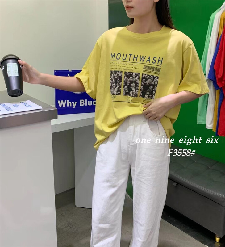 [1986] Korean loose print short sleeve T-shirt 3558\xyy