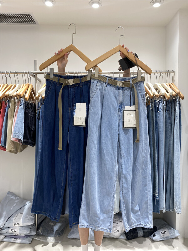 [o not 1] Korean casual loose wide leg jeans (with belt) w727\lsw
