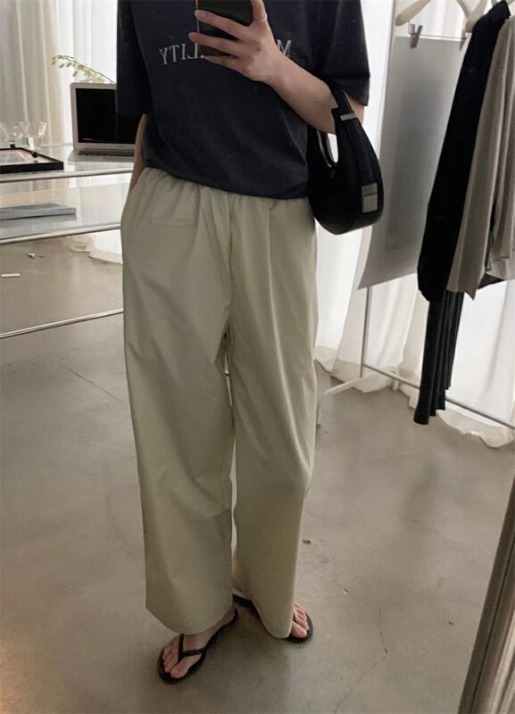 [h-xl] elastic waist loose and slim straight casual pants 3658\ll