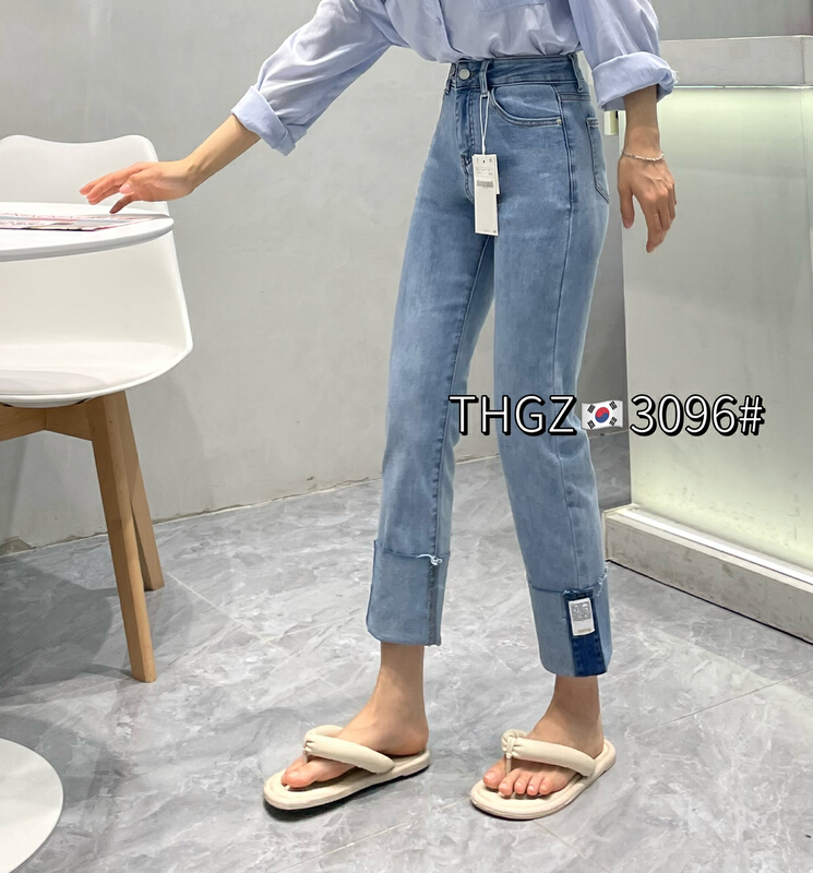 [fairy tale princess] Korean version of versatile welt straight jeans 3096\hjy