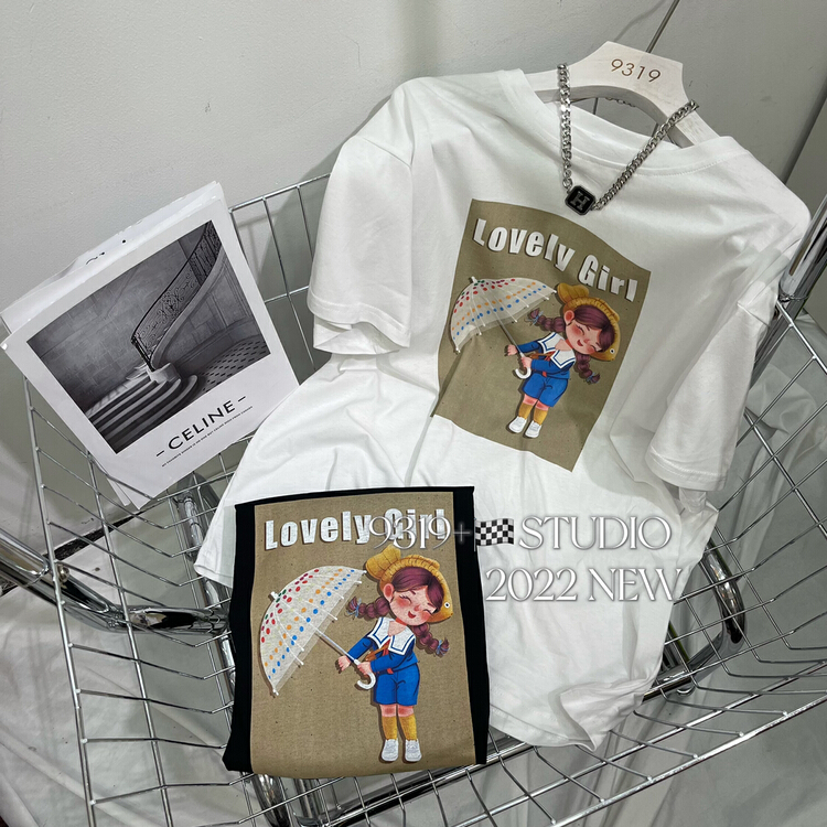 [9319] cute girl print short sleeve T-shirt 998\l