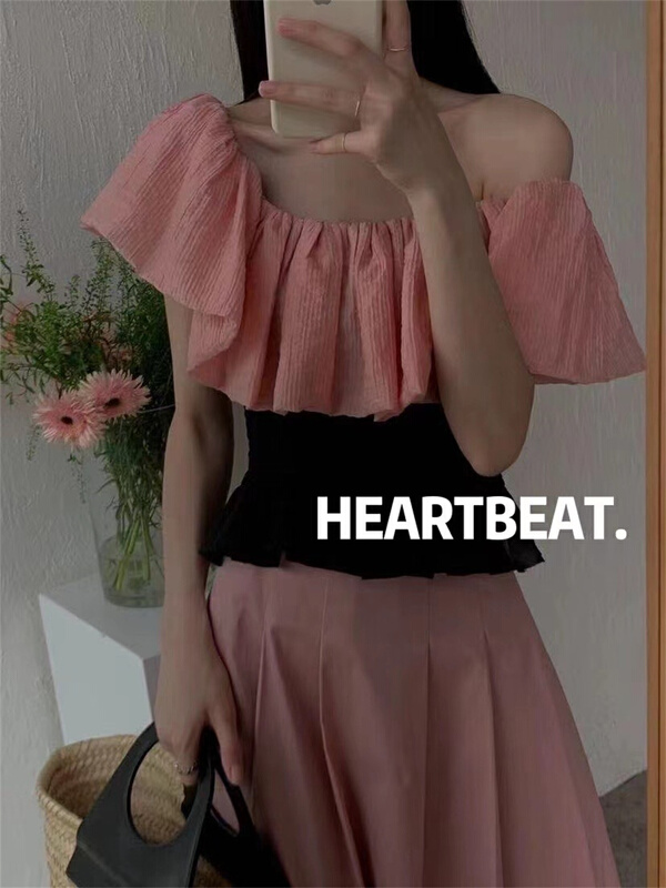 [hearteat] one shoulder fashion Korean small shirt (only selling small shirts) h4007\l