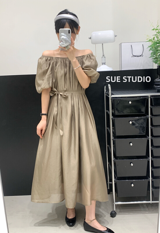 [Sue studio] ladies' Slim loose dress (with waist rope) (only skirts) 98016\zjy