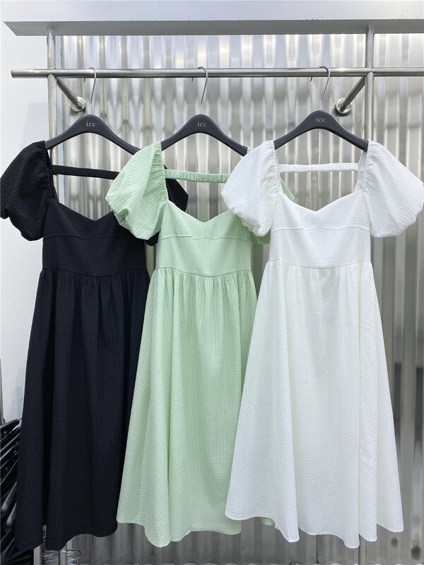 In early summer! [ICC] Korean pure color Pleated Dress 8125\wtt