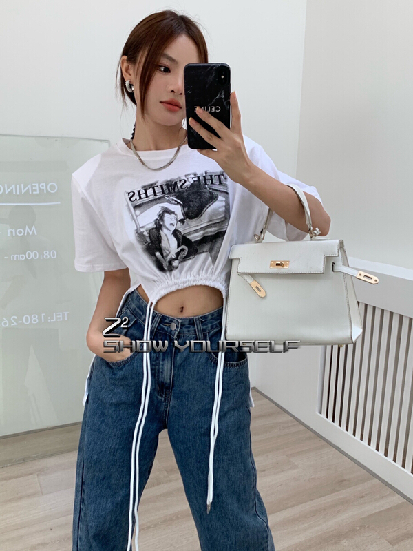 [Z2] short front and long back printed short sleeve T-shirt 1054\wtt