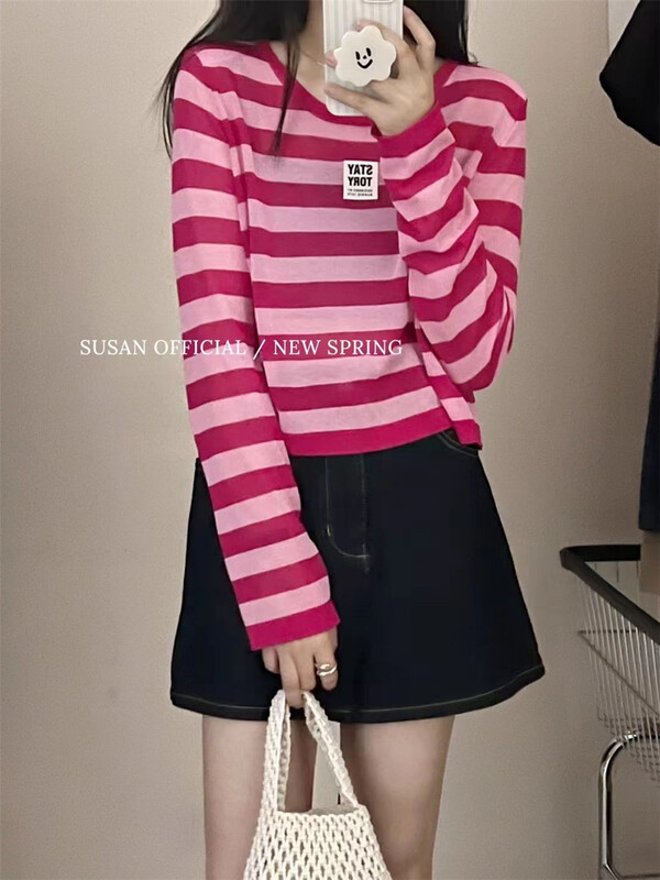[Susan] niche design label versatile long sleeve T-shirt 19307\lsw